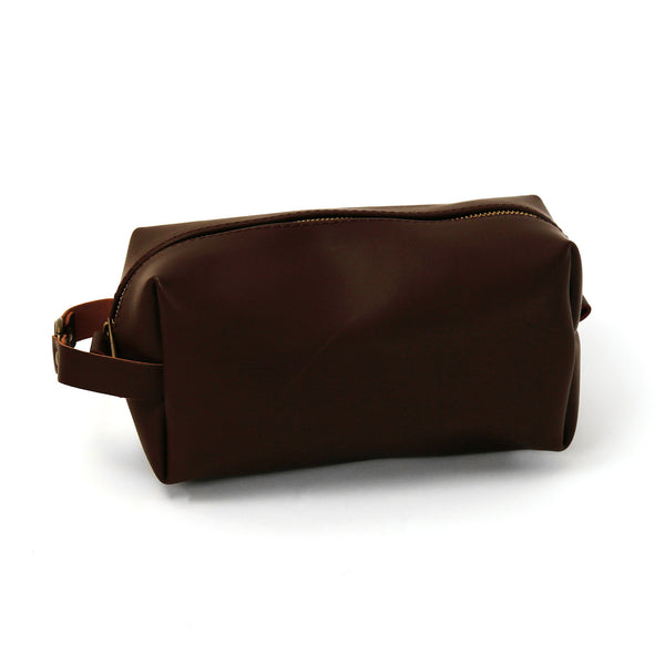 Vegan Leather Toiletry Bag / Chocolate