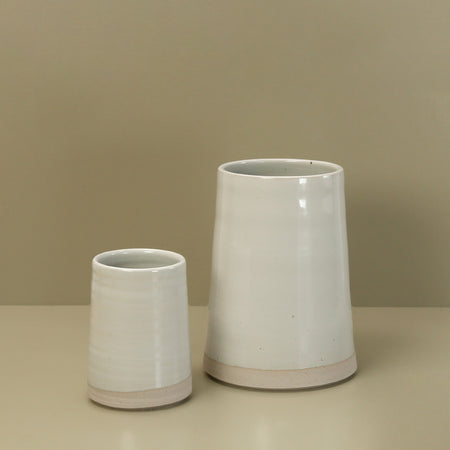 W/R/F Thrown Ceramic Vases / White