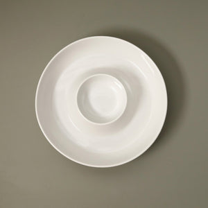 White Ceramic Chip & Dip Bowl