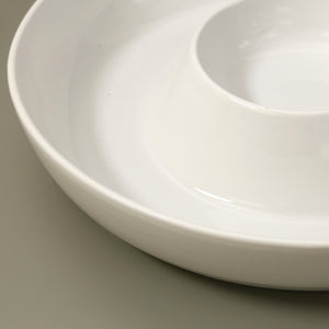 White Ceramic Chip & Dip Bowl