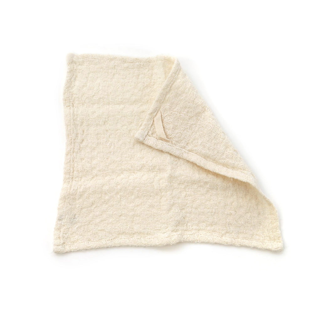 Linen Waffle Washcloth / White