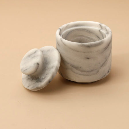 White Marble Salt Cellar with Lid