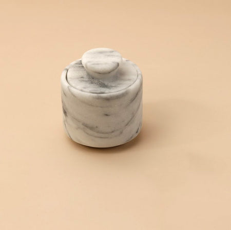 White Marble Salt Cellar with Lid