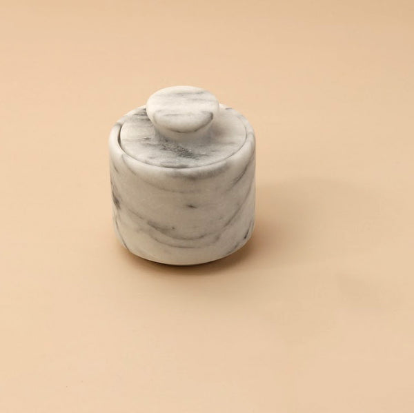 White Marble Salt Cellar with Lid