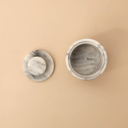 White Marble Salt Cellar with Lid