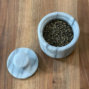 White Marble Salt Cellar with Lid
