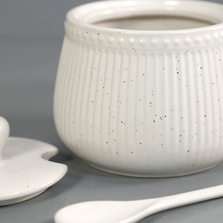 White Speckled Sugar Pot