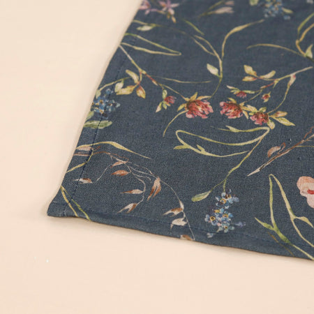 Wildflowers Navy Linen Tablecloth