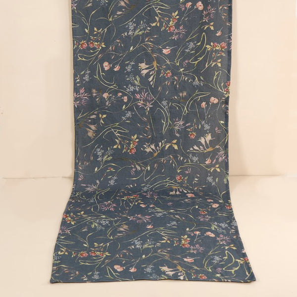 Wildflowers Navy Linen Table Runner