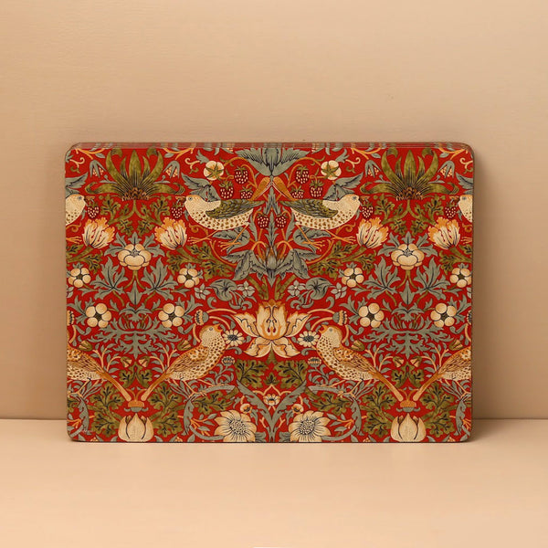 William Morris Strawberry Thief Cork Placemats 4pc / Red