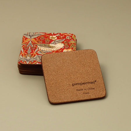 William Morris Strawberry Thief Coasters 6pc / Red
