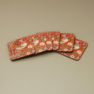 William Morris Strawberry Thief Coasters 6pc / Red