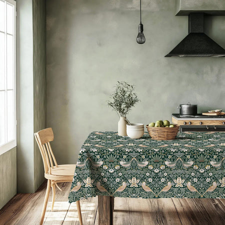 William Morris Linen Tablecloth / Strawberry Thief
