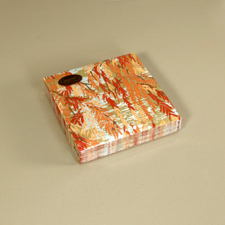 Caspari Paper Cocktail Napkins / Willows Coral