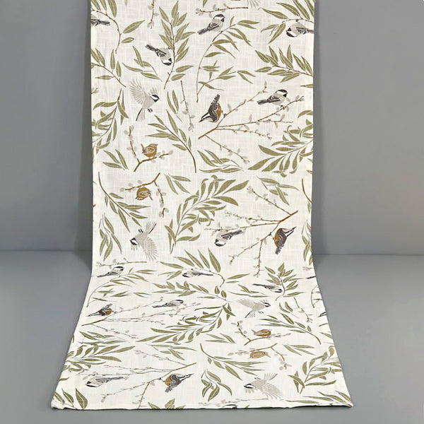 Willow Thicket & Birds Table Runner / 16" x 98"