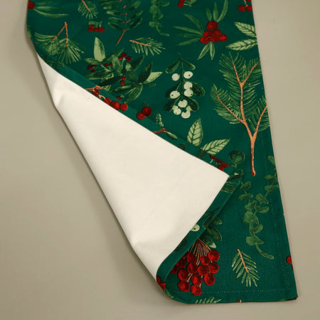 Winterberry Cotton Table Runner / 14" x 72"