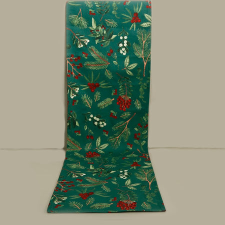 Winterberry Cotton Table Runner / 14" x 72"