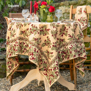 Winterberry Tablecloth / Dark Ecru