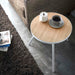 White Steel & Wood Side Table / Round