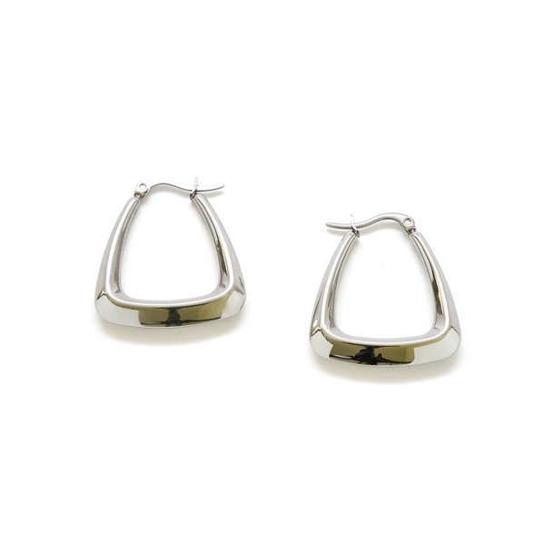 Triangle Hoop Earrings / Medium / Silver