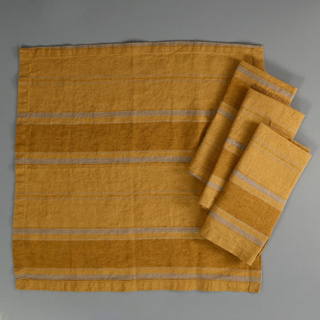 Amber Stripes Linen Napkins / 4pc