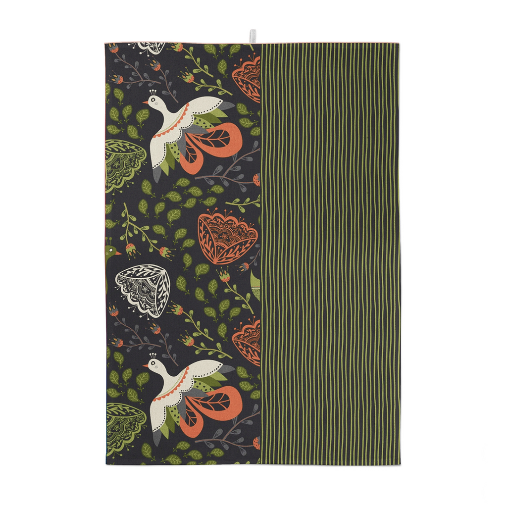Blooming Birds Floral Cotton Tea Towel
