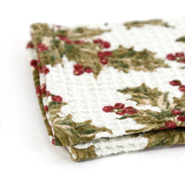 Printed Waffle Tea Towel / Winterberry