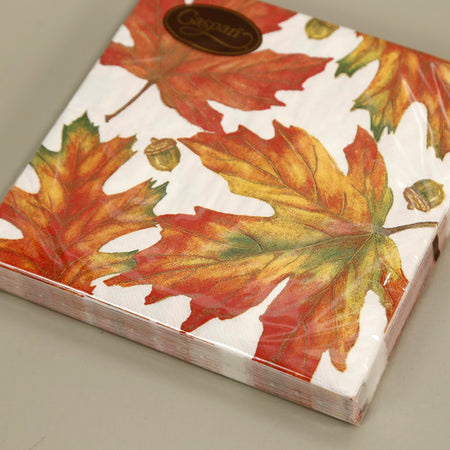 Caspari Paper Luncheon Napkins / Autumn Hues White