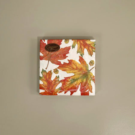 Caspari Paper Luncheon Napkins / Autumn Hues White