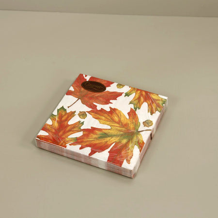 Caspari Paper Luncheon Napkins / Autumn Hues White