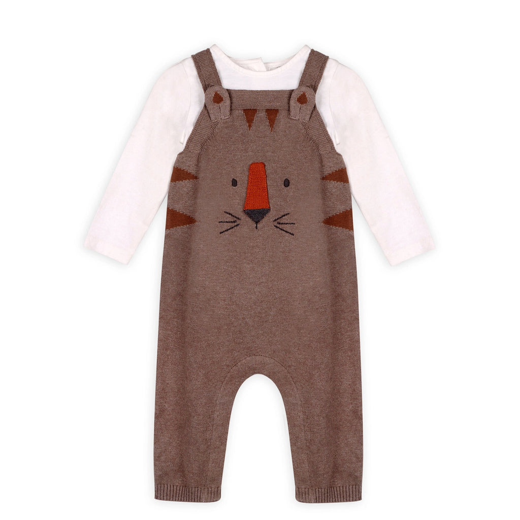 Tiger Jacquard Knit Baby Overall Set