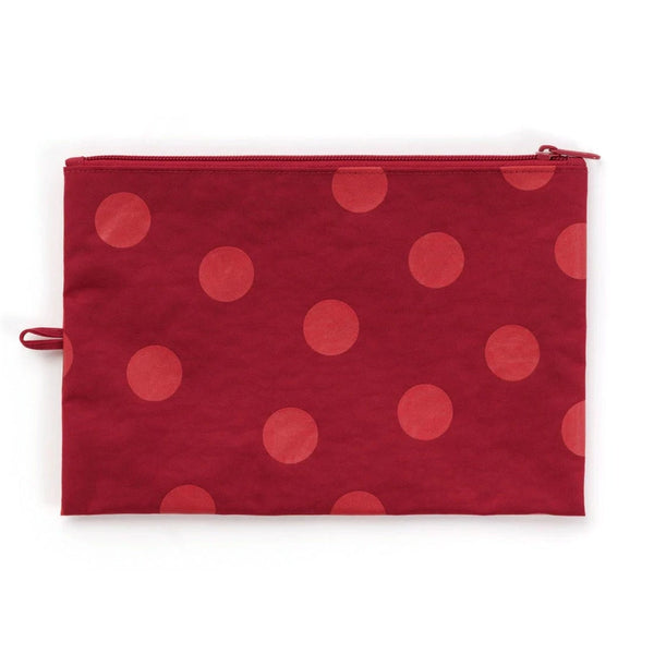 Baggu Flat Large Zip Pouch / Polka Dots Red