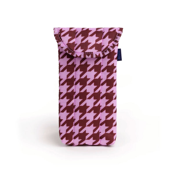 Baggu Puffy Glasses Sleeve / Pink Houndstooth