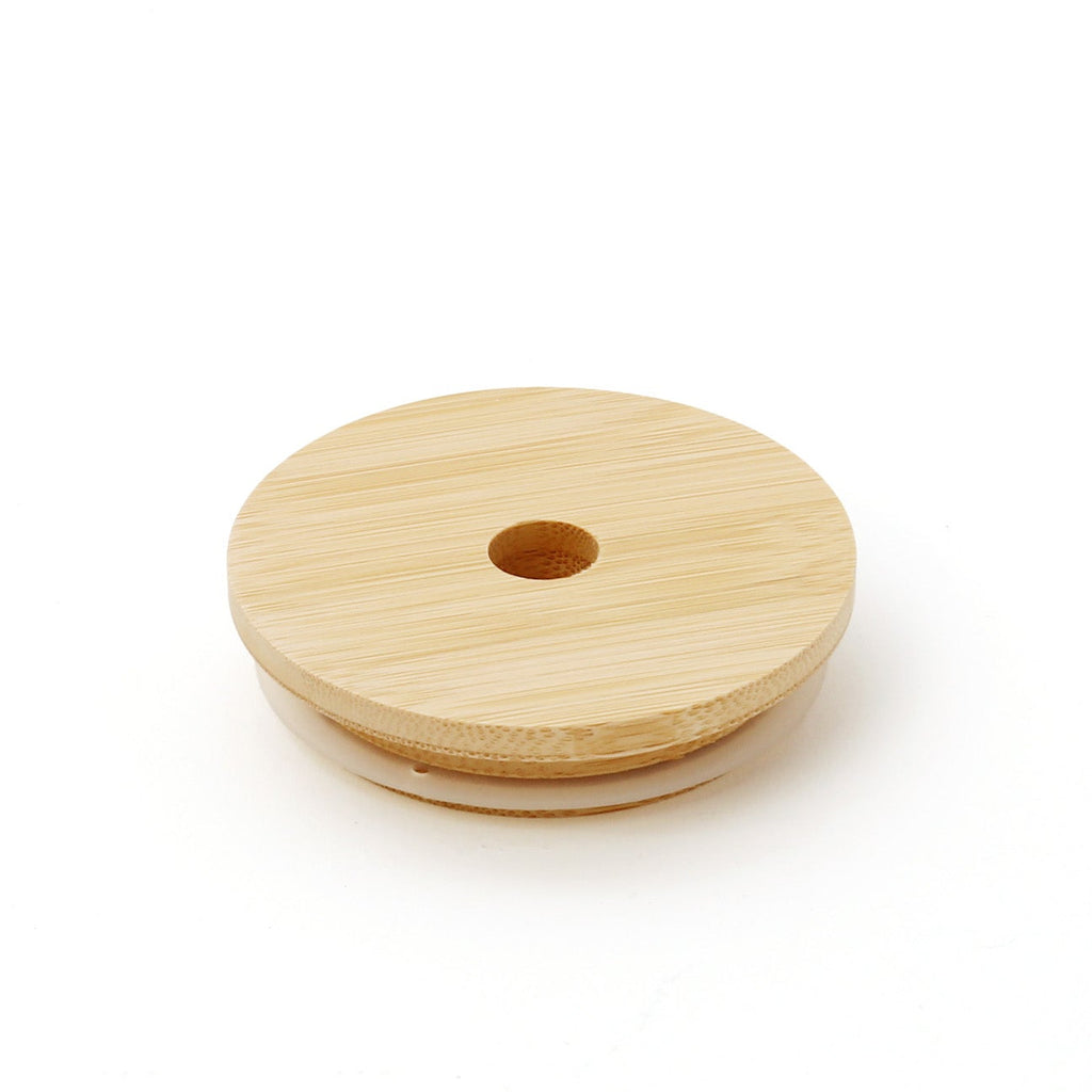 Bamboo Mason Jar Lid / Wide Mouth with Hole