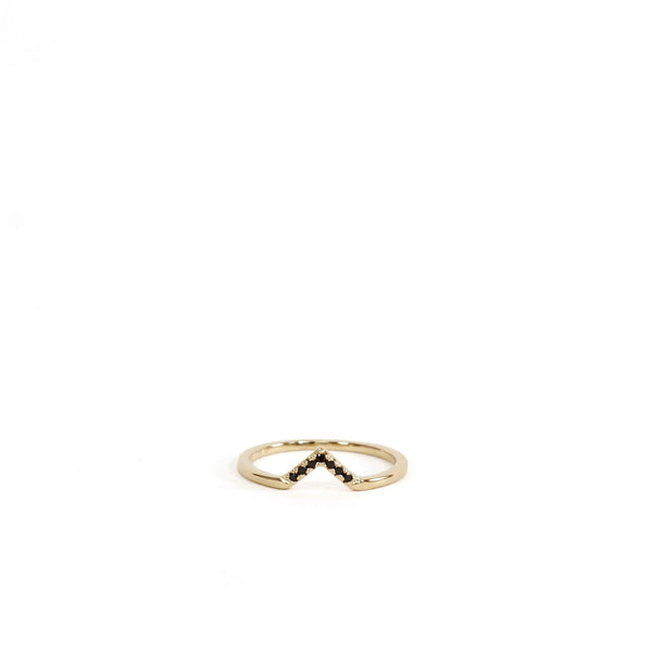 Black Lambda CZ Gold Ring