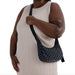 Baggu Small Crescent Bag / Black & Sky Blue Micro Dot