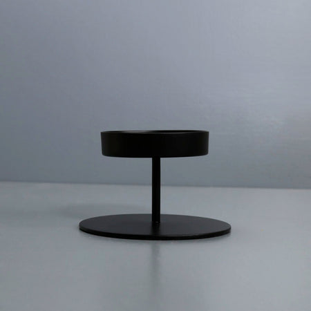 Black Pillar Candle Holder / Short