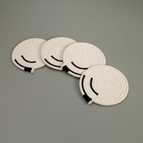 Cotton Rope 4pc Coaster Set / Minimalist Black