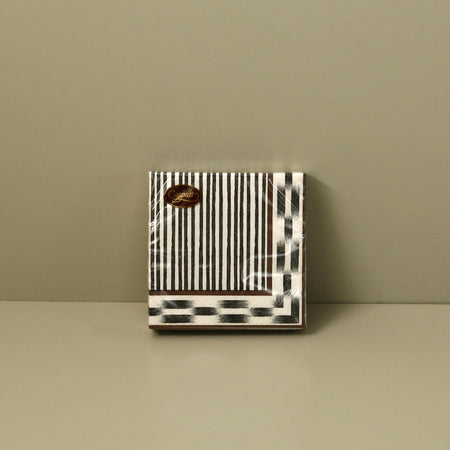 Caspari Paper Cocktail Napkins / Boho Black Stripe