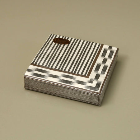 Caspari Paper Cocktail Napkins / Boho Black Stripe