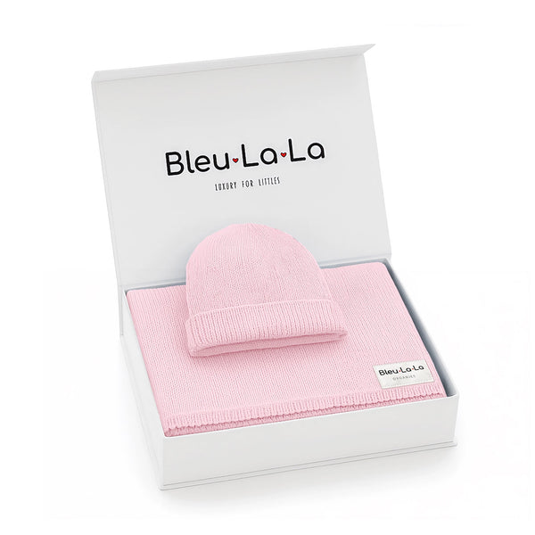 Luxe Organic Cotton Knit Blanket & Hat Set / Blush Pink