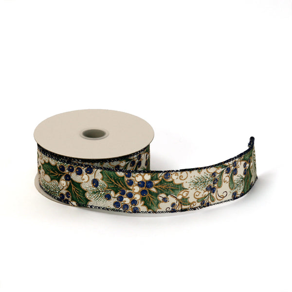 Winterberry Ribbon / 10 Yard Spool / Blue