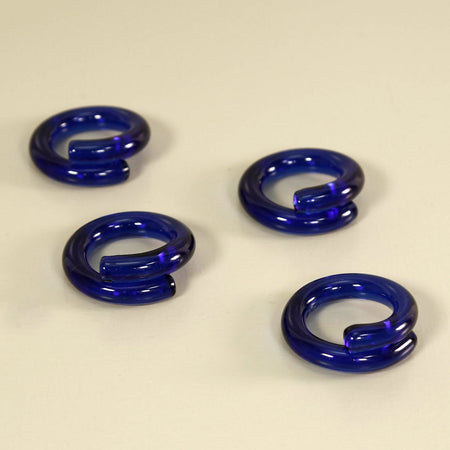 Blue Hand-Shaped Glass Napkin Rings / Set of 4