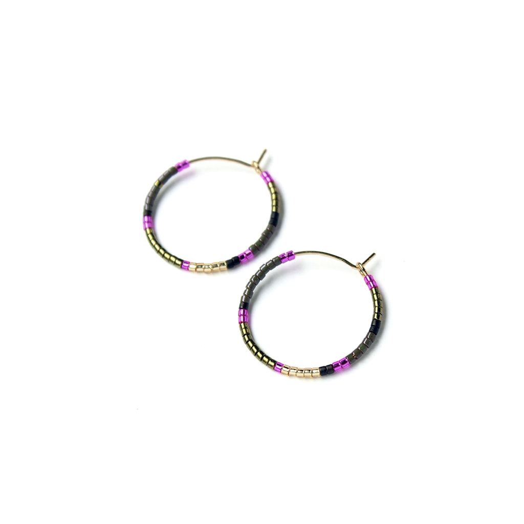 Beauty Hoop Earrings / Small / Olive
