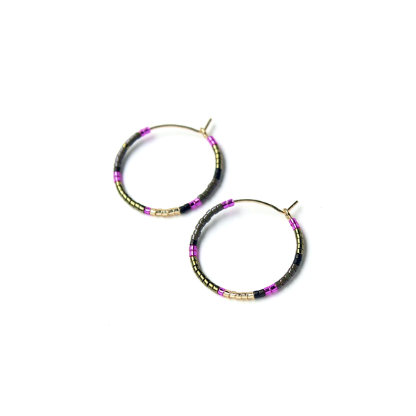 Beauty Hoop Earrings / Small / Olive