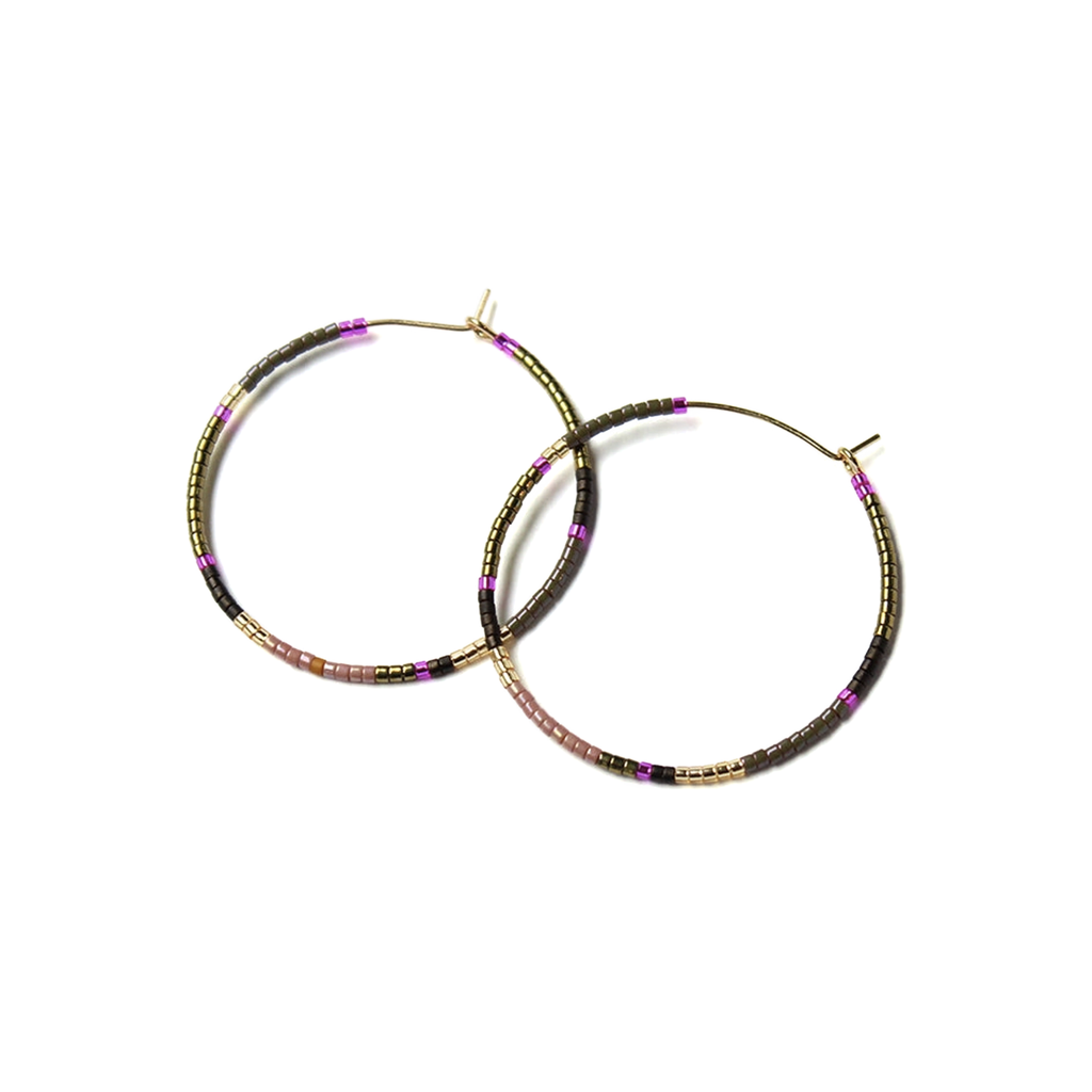 Beauty Hoop Earrings / Large / Olive