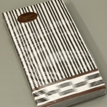 Caspari Paper Guest Napkins / Boho Black Stripe
