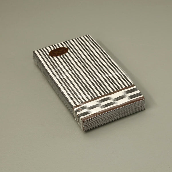 Caspari Paper Guest Napkins / Boho Black Stripe