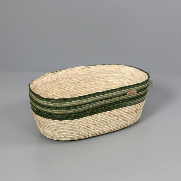 Makaua Palm Leaf Oval Bread Basket / Zebra Cactus