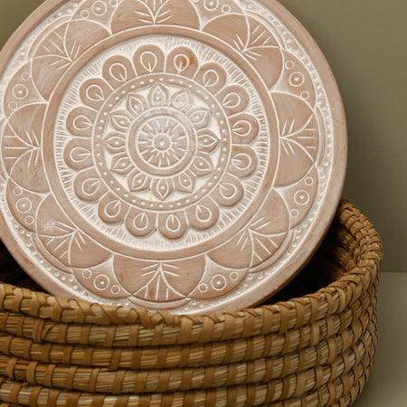 Mandala Bread Basket w/ Terracotta Bread Warmer